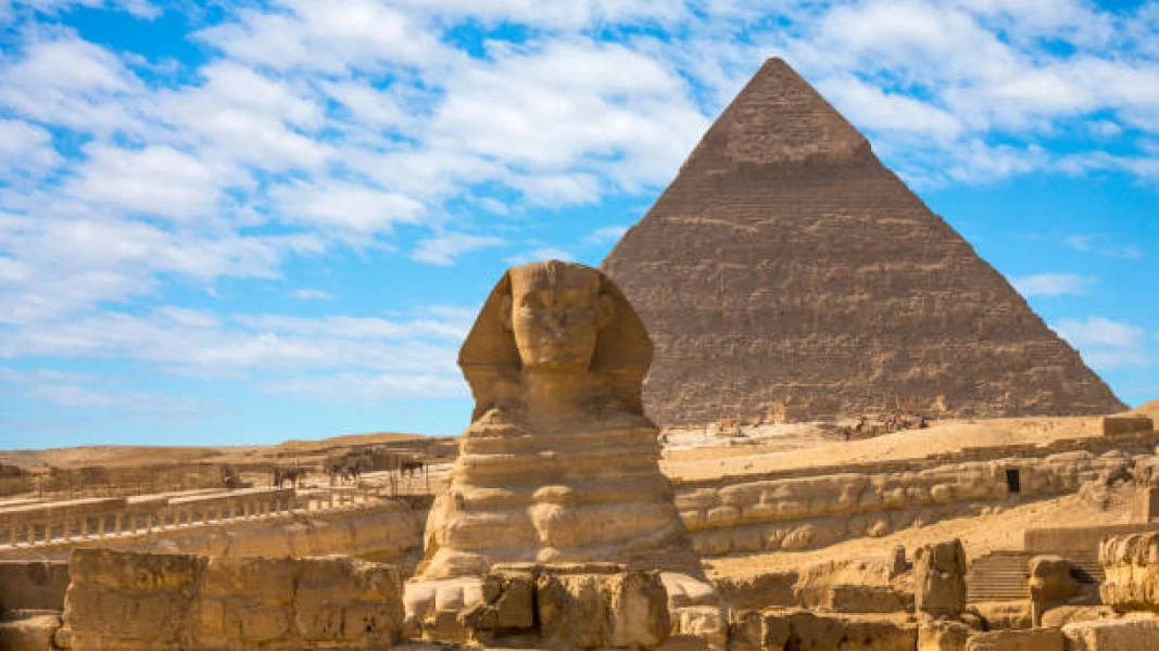 The Great Sphinx of Giza is a limestone statue of a reclining sphinx