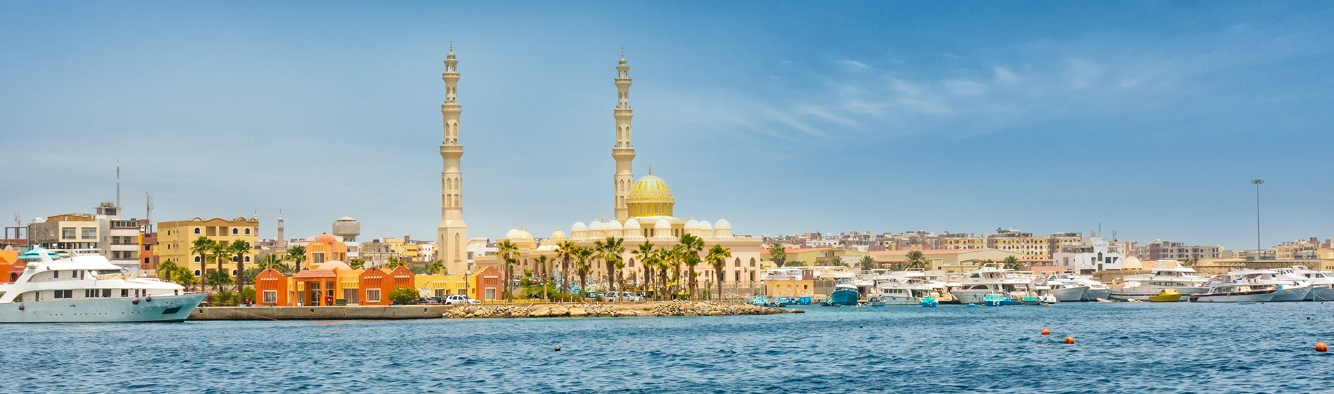 Hurghada is a beach resort town stretching some 40km along Egypt’s Red Sea coast.