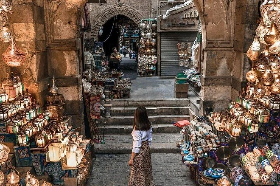 Khan El Khalili bazaar on Cairo excursion from Hurghada