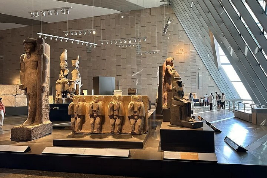 ncient Egyptian artifacts displayed inside Grand Egyptian Museum