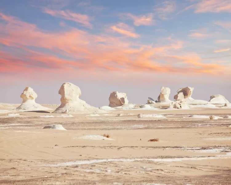 Scenic white cliffs and desert views