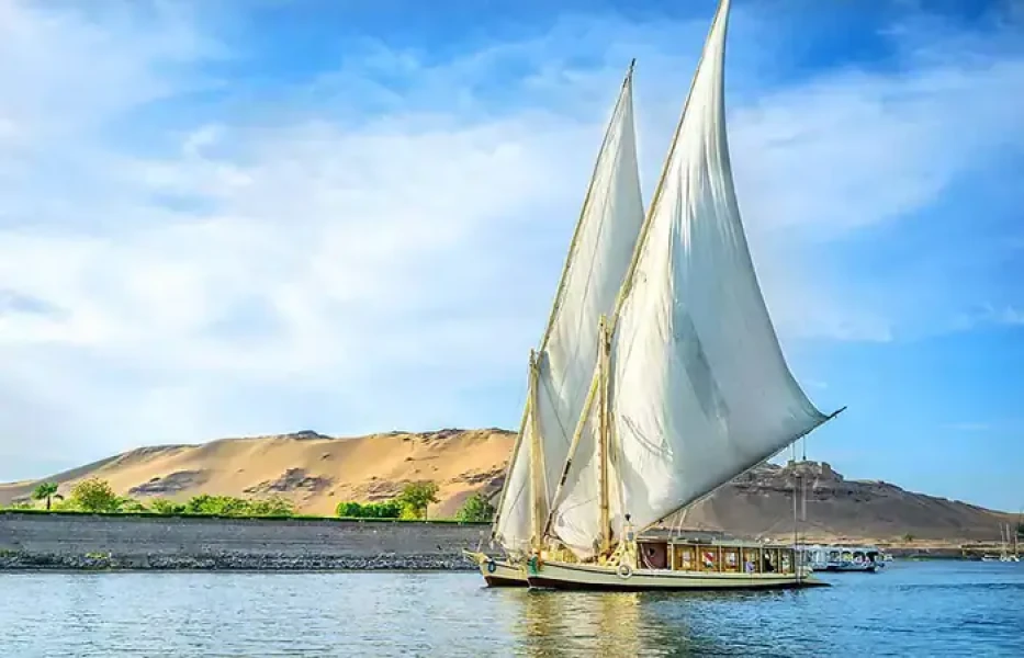 Cairo felucca ride with scenic river views.