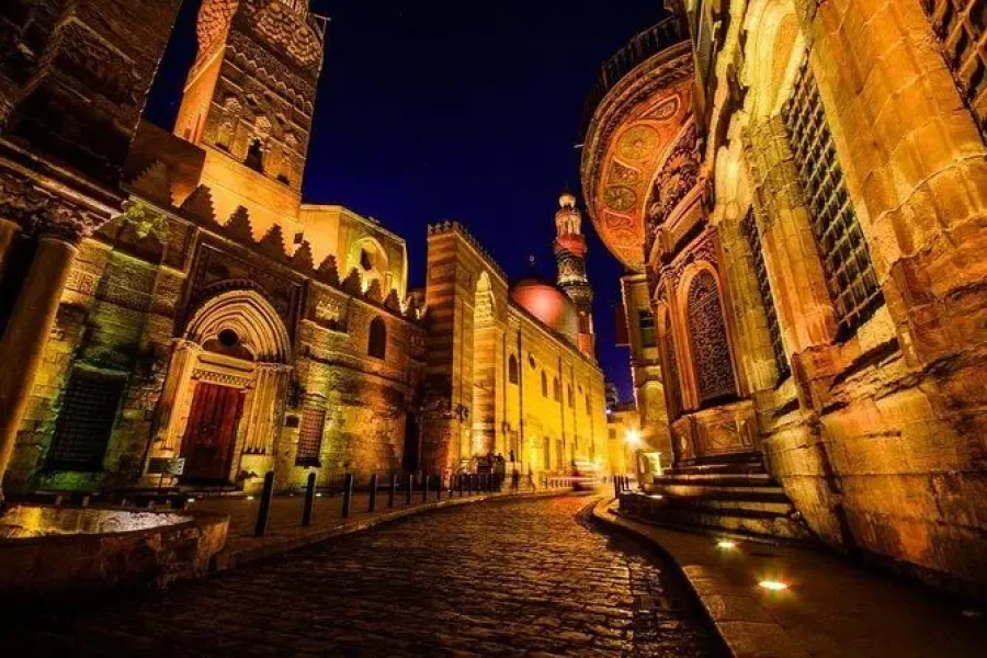 Cairo night tour with illuminated landmarks and city views