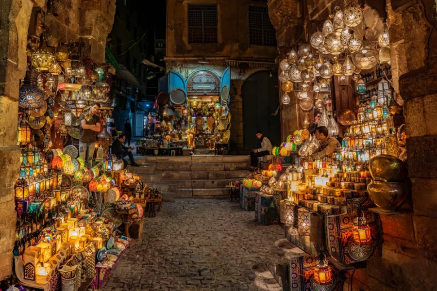 Khan El Khalili Bazaar at night