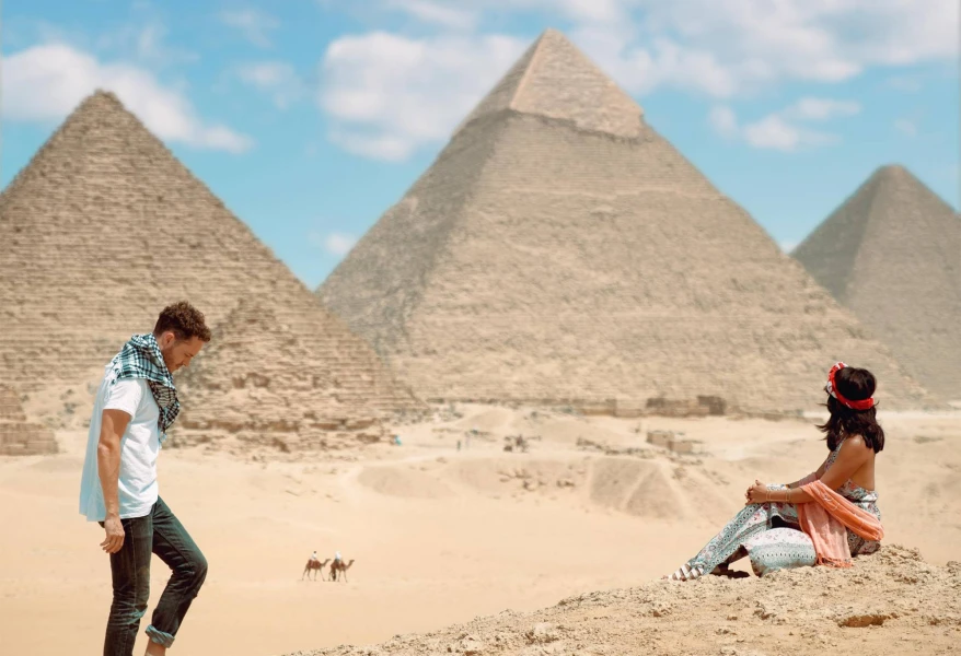 Tourists at Giza Pyramids